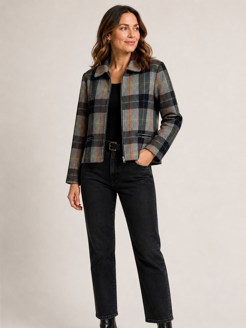 𝅺JONES New York wool blazer plaid pure new wool jacket size 12